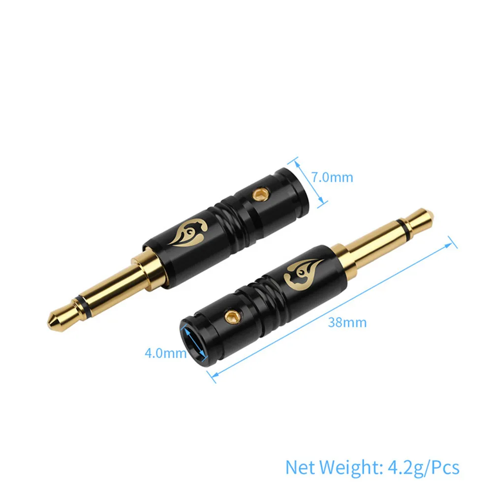 10pcs Headphone Plug 3 5mm Mini Jack Mono Gold Male Copper Plugs 4mm Wire Hole Metal Connector 2 Pole Audio Jack Adapter