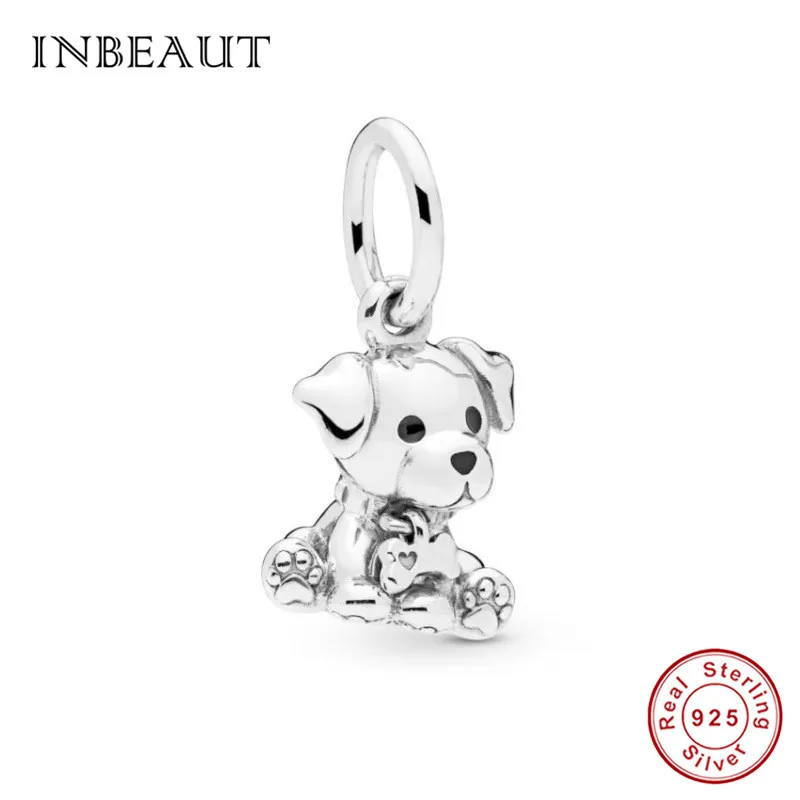 c094 Браслет INBEAUT fit Pandora, серебро 925,, коала, кошка, лиса, бульдог, подвески, слон, лиса, собака, кролик, медведь, бусины, домашнее животное, сделай сам, ювелирное изделие - Окраска металла: c094