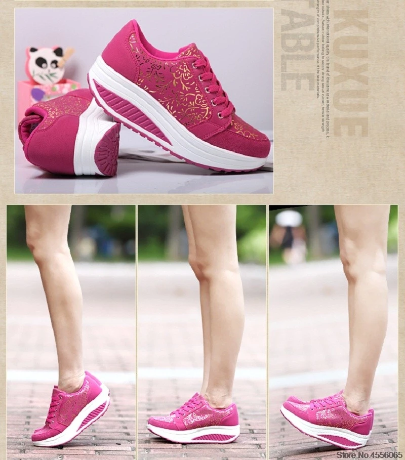 Для женщин Тонизирующая обувь на платформе; на танкетке; спортивная обувь Женская Легкий дышащий материал для похудения обувь спортивная, кроссовки# B2482