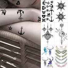Waterproof Temporary Tattoo Sticker Anchor Cute Grim Reaper Sun Deer Black Tatoo Arm Fake Tatto Man Woman Child Flash Tattoos