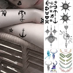 Waterproof Temporary Tattoo Sticker Anchor Cute Grim Reaper Sun Deer Black Tatoo Arm Fake Tatto Man Woman Child Flash Tattoos