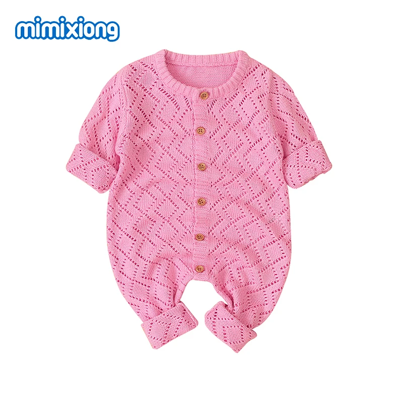 Baby Rompers Knitted Fashion Candy Color Newborn Boys Jumpsuits Pajamas Spring Autumn Infant Girls Overall Children Clothes 0-2Y