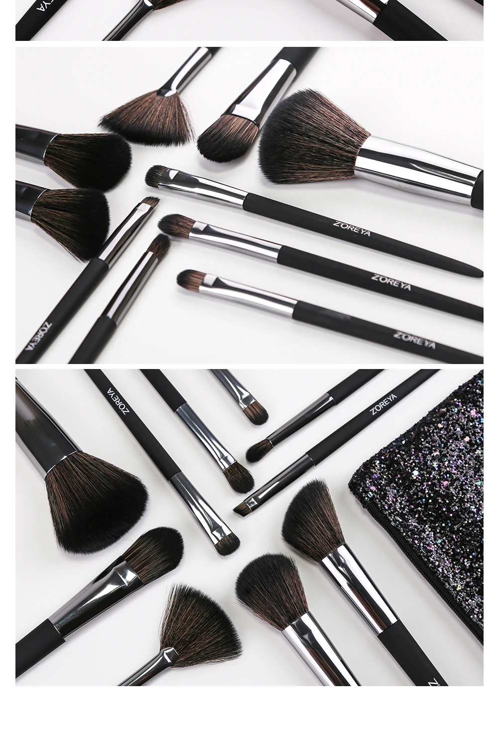 ZOREYA Makeup Brush Set 10pcs Cosmetic Brush Powder Foundation Blush and Eye Brushes