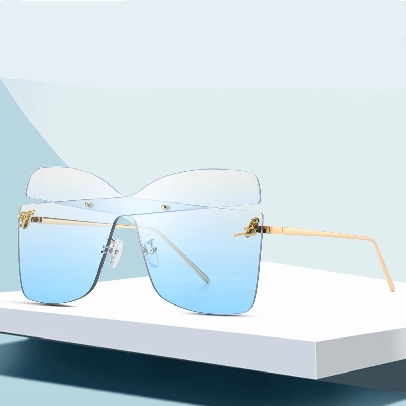 

2020 Personality Big Square Sunglasses Women Fashion Vintage UV400 Eyewear New Sun Glass Female Luxury Rimless Outdoor Sunglass