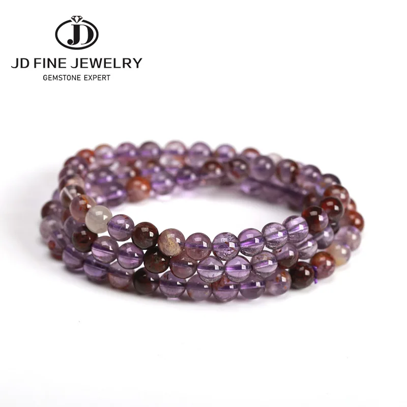 JD дропшиппинг тройной кварцевый браслет для женщин необычный камень ручной работы многослойный фиолетовый Призрак кварцевые ювелирные изделия Женская мода