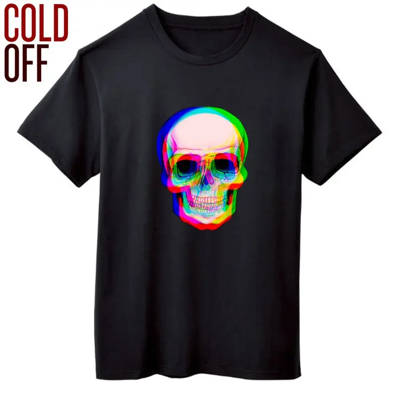 COLD OFF 100% хлопок короткий рукав с принтом черепа Мужская футболка повседневная