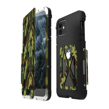 

R-just Luxury Doom Metal Armor Case for iPhone 11 Pro Max X XS Max XR 7 8 Plus Life Dirt Shockproof Aluminum Armor King Iron Man Steel Flip Cover