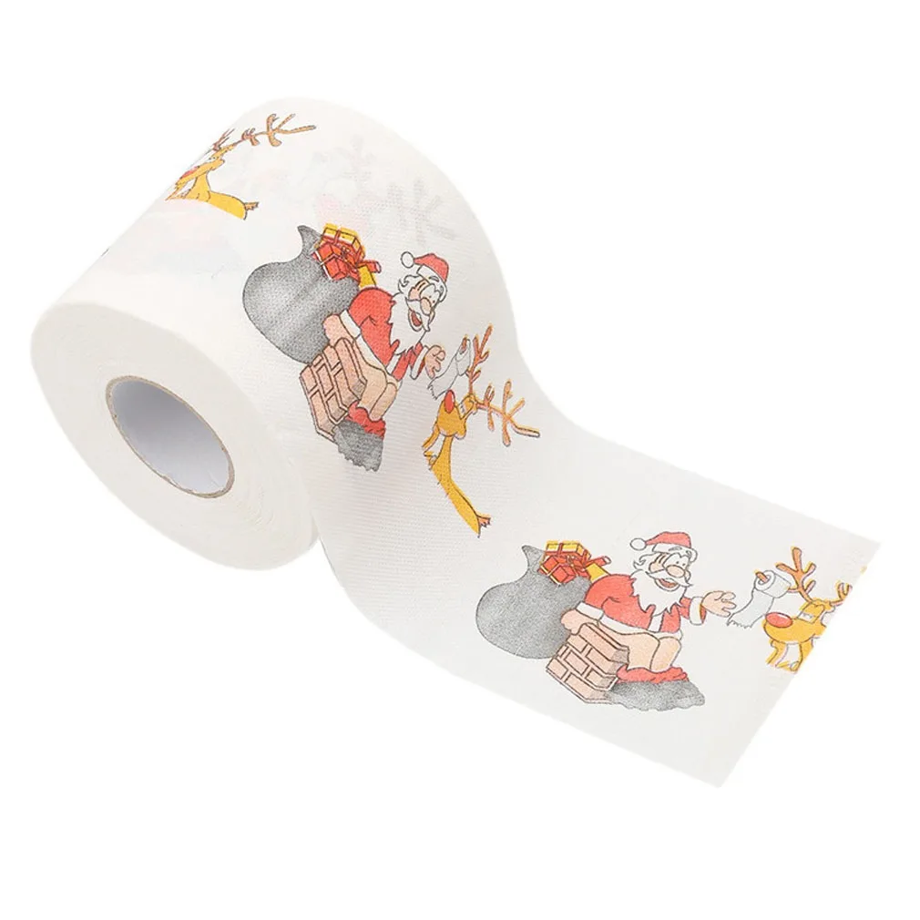 

10pc Hot Christmas Pattern Series Creative Printing Toilet Roll Christmas Creative Paper Paper Home Party Supplies On Sale