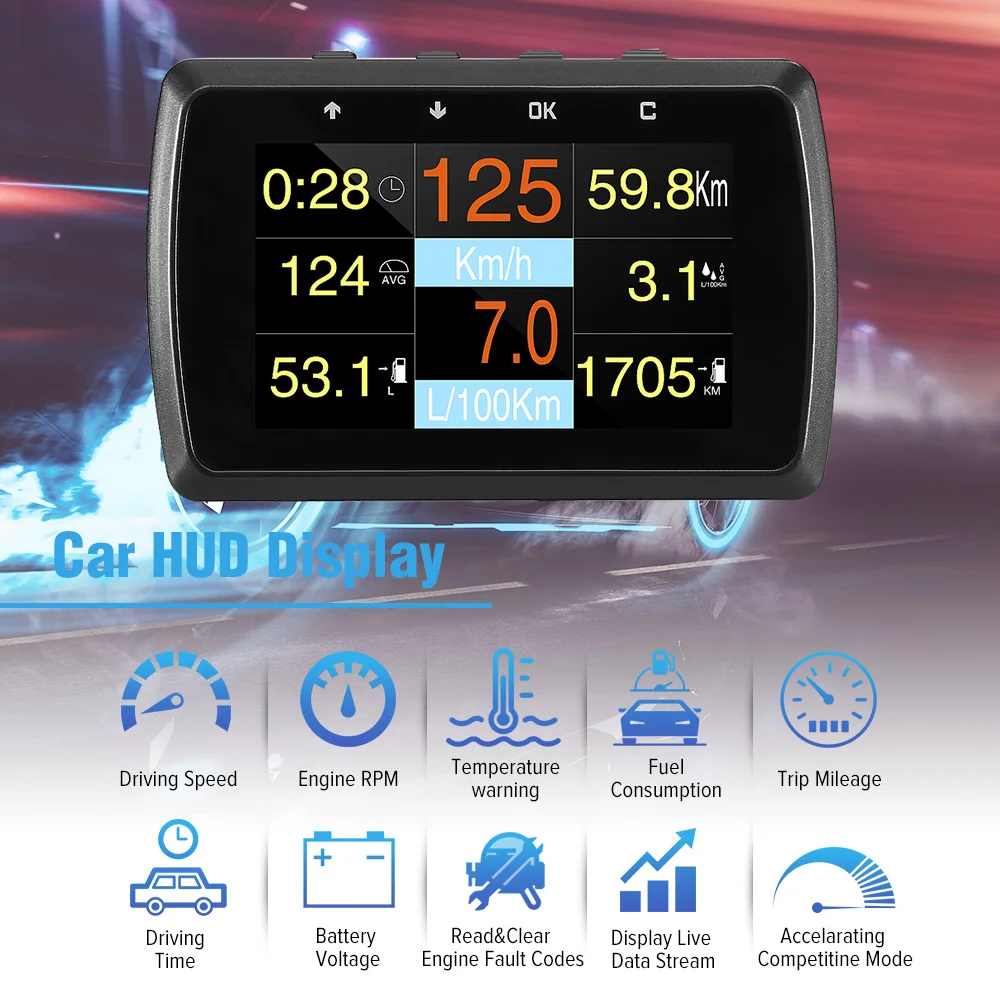 Дисплей на лобовом стекле A501C OBD2 бортовой компьютер для автомобиля измеритель
