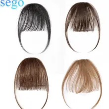 SEGO-extensiones de cabello humano Remy para mujer, flequillo 3D pequeño y corto de aire, con patillas, con flequillo Natural
