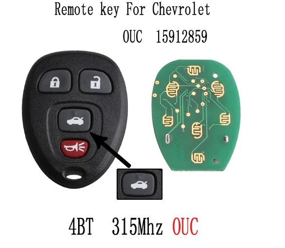 SPCFOR 2 pcs5B 315 МГц дистанционный ключ для Chevrolet Impala 2006-2013 для Chevrolet для Monte Carlo 2006 2007 15912860 ключ