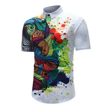 Summer Beach Shirts for Men Casual Slim Fit Short Sleeve Breathable Floral Printed Mens Shirts Turn-down Collar