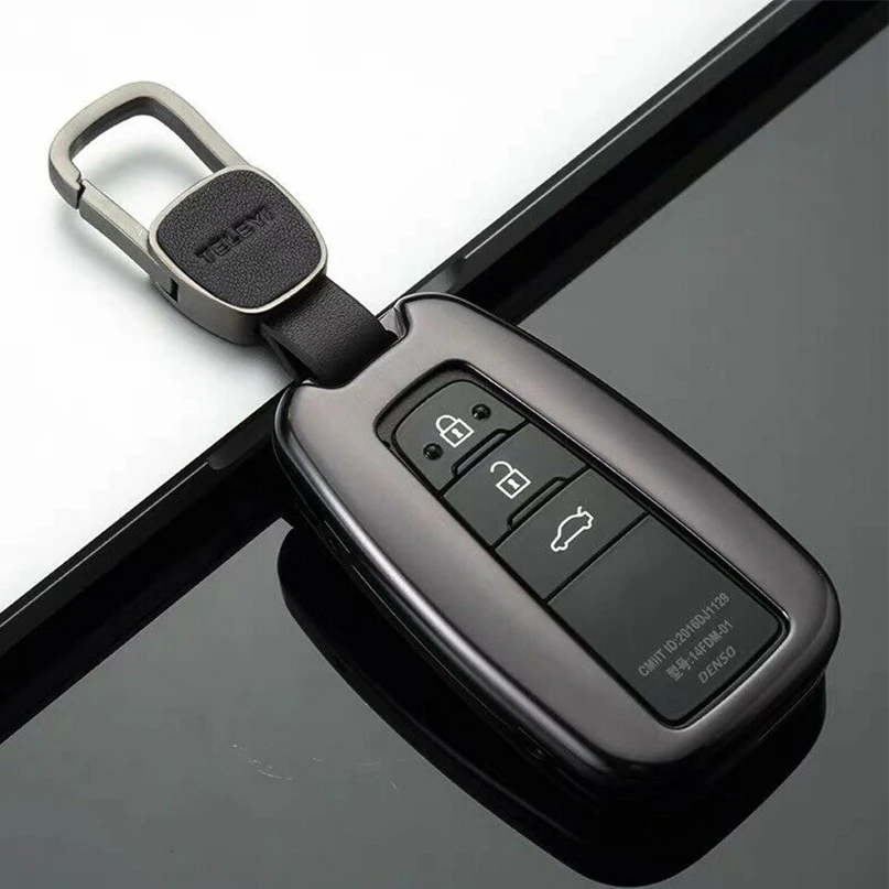 Брелок из алюминиевого сплава с полным покрытием чехол для Toyota-up Smart Keyless - Название цвета: Type A-Deep Gray