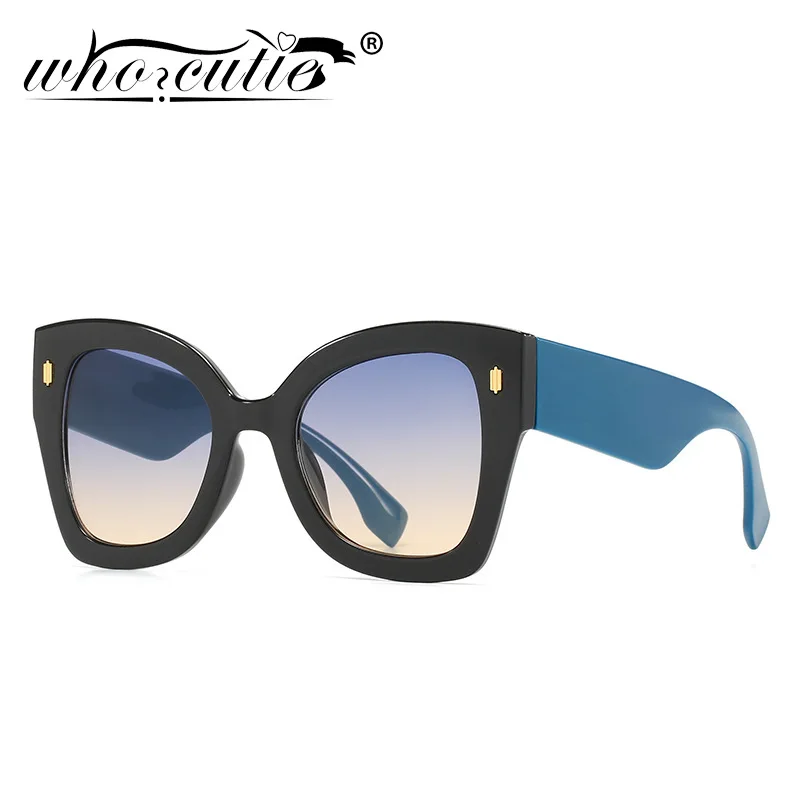 

WHO CUTIE 2021 Vintage Sunglasses Women Thick Designer Brand Leopard Frame Sun Glasses Fashion Eyewear Shades Female UV400 S462