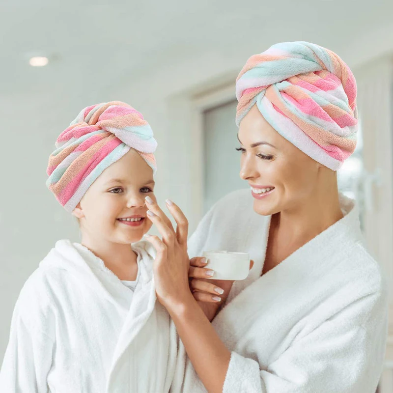 

Bath Towel Rainbow Color Microfiber Hair Turban Wrap Quick Dry Hair Towel Wrap Turban - Super Absorbent Unique Design