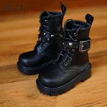 Allaosify BJD shoes 1/3 1/4 leather shoes black brown doll boots free shipping