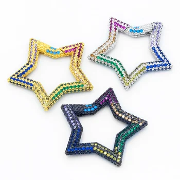 

OCESRIO DIY Rainbow Supplies Fastener Stars Carabiner Screw Lock Clasp Zirconia Accessories For Handmade Pendant Jewelry cspa017