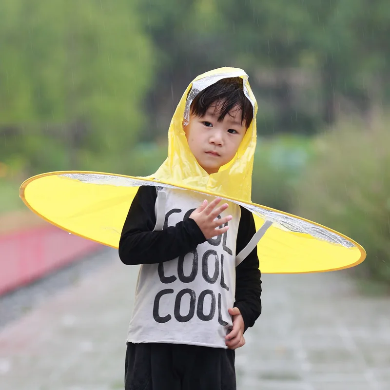 Cute Raincoat Children Umbrella Hat Cloak Raincoat Red Hunpta@@@@@@@@@@@ Children Raincoat UFO Shape Raincoat 
