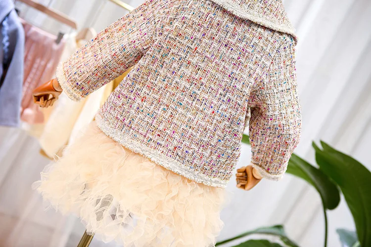Girls Spring and Autumn Set Girls Set Two-piece Fashion Jacket Vest Dress Two-piece Set