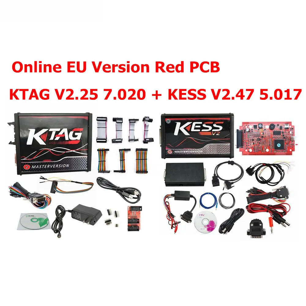 ЕС красный ECM Титан KTAG V2.25 V7.020 4 светодиодный онлайн мастер-версия ECU OBD2 менеджер автомобиля/грузовика программист лучшее качество - Цвет: KESS ADD KTAG