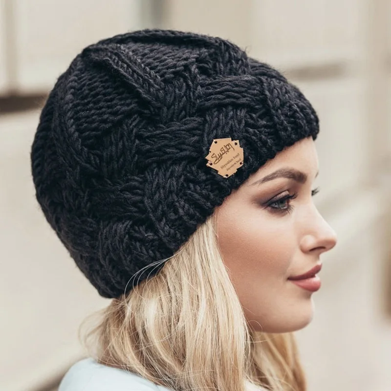 New Winter Hat For Women Knitted Wool Cap Female Beanie To Keep Warm, High Quality Cotton Hats, Skullcap Casual Hedging Caps 3