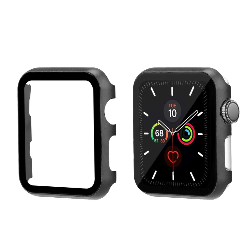Защитный чехол для Apple Watch Series 5 4 3 2 1 40/44/42/38 мм с защитной металлической крышкой, жесткая тонкая ПЭТ пленка для iWatch