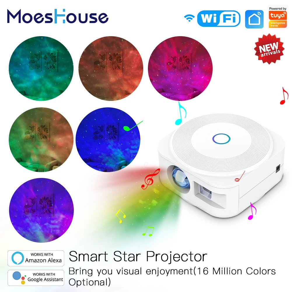 Smart Star Projector Galaxy Cloud/Moving Ocean Wave Star Sky WiFi Night