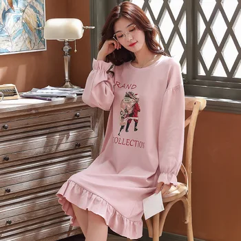

6104 # Christmas Old. People Pullover YD Long Sleeve Korean-style Sweet Pajamas Nightgown Homewear Set Plus-sized