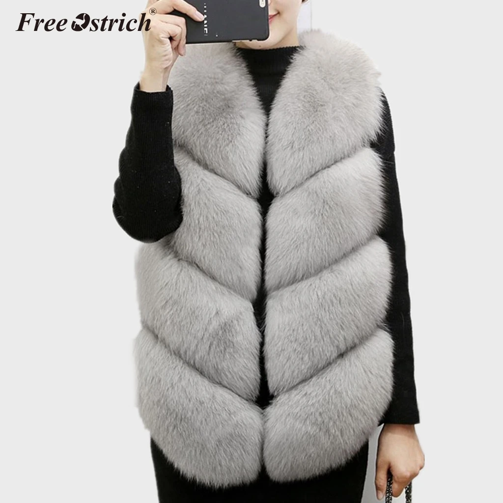 

Free Ostrich 2019 New Fashion Faux Fur Coat Winter Coat Women Waist Coat Fur Gilet Women's Fur Jacket Fur Vest For Ladies N30