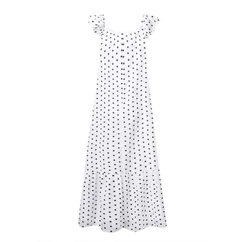 

Women's Bohe Polka Print Dress New Ruffle Sleeveless Beach Sexy Long Dresses Spring Summer Fashion Elegant Maxi Vestido YL5
