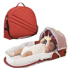 Переносная кровать с игрушками для детей 0-12 м, складная детская кровать, дорожная сумка для мамы, сетка от комаров, дышащая корзина для сна для младенцев