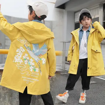 

Children Jacket Boys and Girls Spring and Autumn Windbreaker Girls Fashion Children Clothing Boys Long Section Student Overcoat