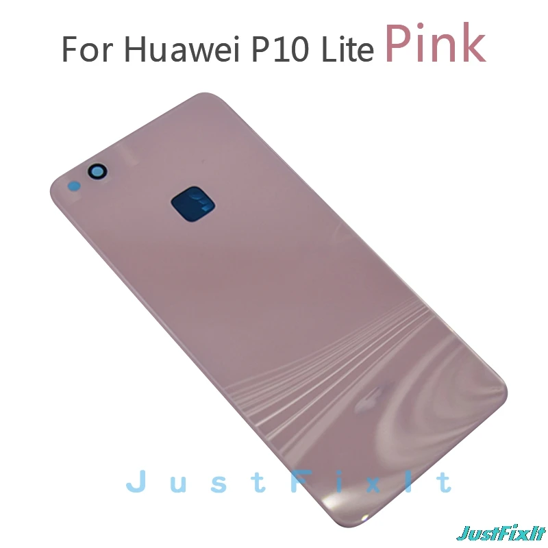 Розовый Запасные части для huawei P10 Lite/Nova Lite стеклянная крышка для huawei p10lite задняя крышка батарейного отсека с клейкой наклейкой - Цвет: Розовый