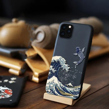 

for iPhone 11 Pro Max 11 Pro Case 3D Relief Embossed Carp Cat Matte Soft Back Cover LICOERS Official Case for iPhone 11Pro Funda