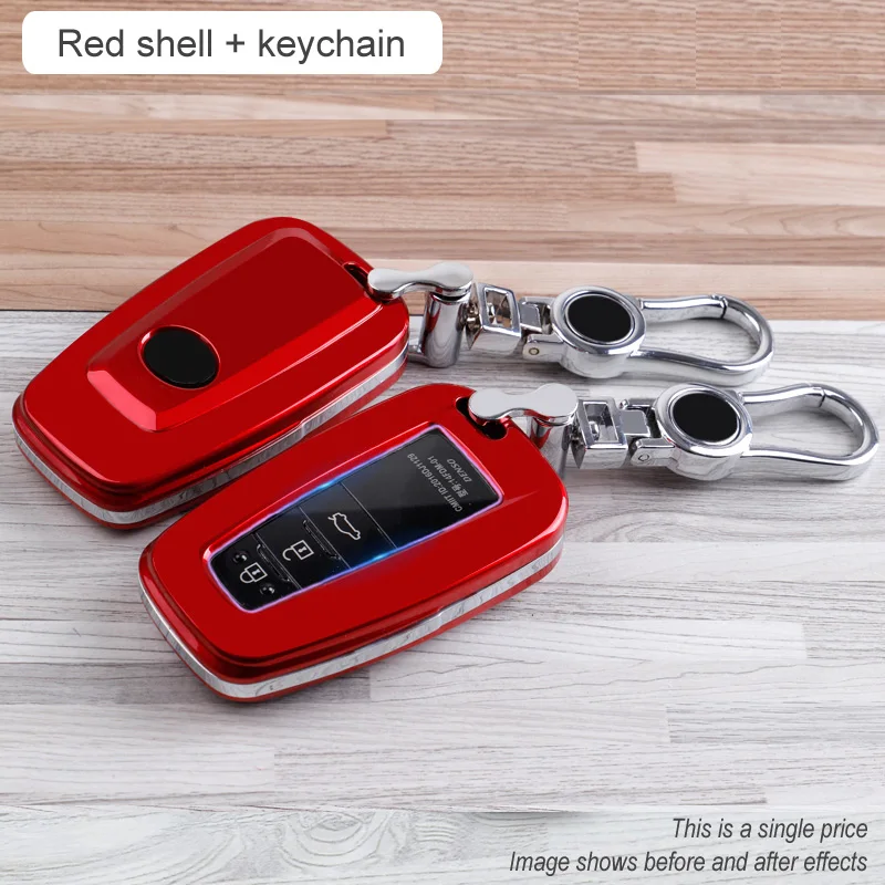 red Автомобильный чехол для ключей ABS, держатель, карман для Toyota Camry Corolla C-HR CHR Prado Prius RAV4 Avalon, защита для ключей - Название цвета: red