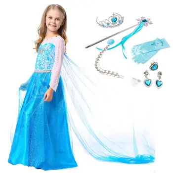 

Girls Elsa Dress Children's Princess Dress Carnival Girl Elza Costumes Halloween Cosplay for Kids Anna Snow Queen Party Clothes