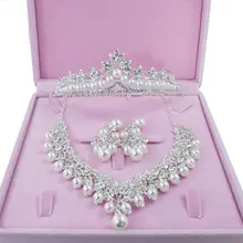 Женский жемчужный элегантный Ювелирный Комплект жемчужные тиары ожерелье набор для свадьбы девушка Африканский индийский турецкий Свадебный женский ювелирный