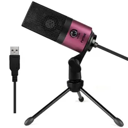 Fifine Premium USB Condenser Microphone for Studio-Quality Vocals and Voiceovers (Rose red)