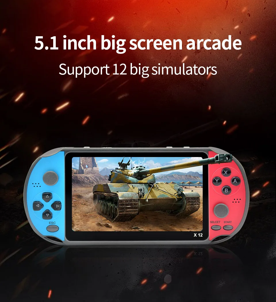 X12 Handheld Game Console 8G 32/64/128 Bit HD Color LCD Screen 3000+ Games Kid Video Retro Portable Handheld Game Player on TV 