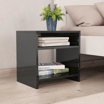 

vidaXL Home Furniture Bedside Cabinet High Gloss Black 40x30x40 cm Chipboard Coffee Tables