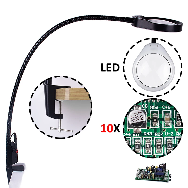  Magnifying glasses with illumination 3X 5X 8X 10X Magnifier High Definition Eye Loupe Glass table c - 4000047717389