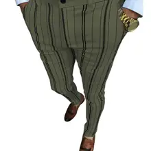 Pantalon de costume à rayures pour hommes, pantalon crayon formel, assorti à tout 