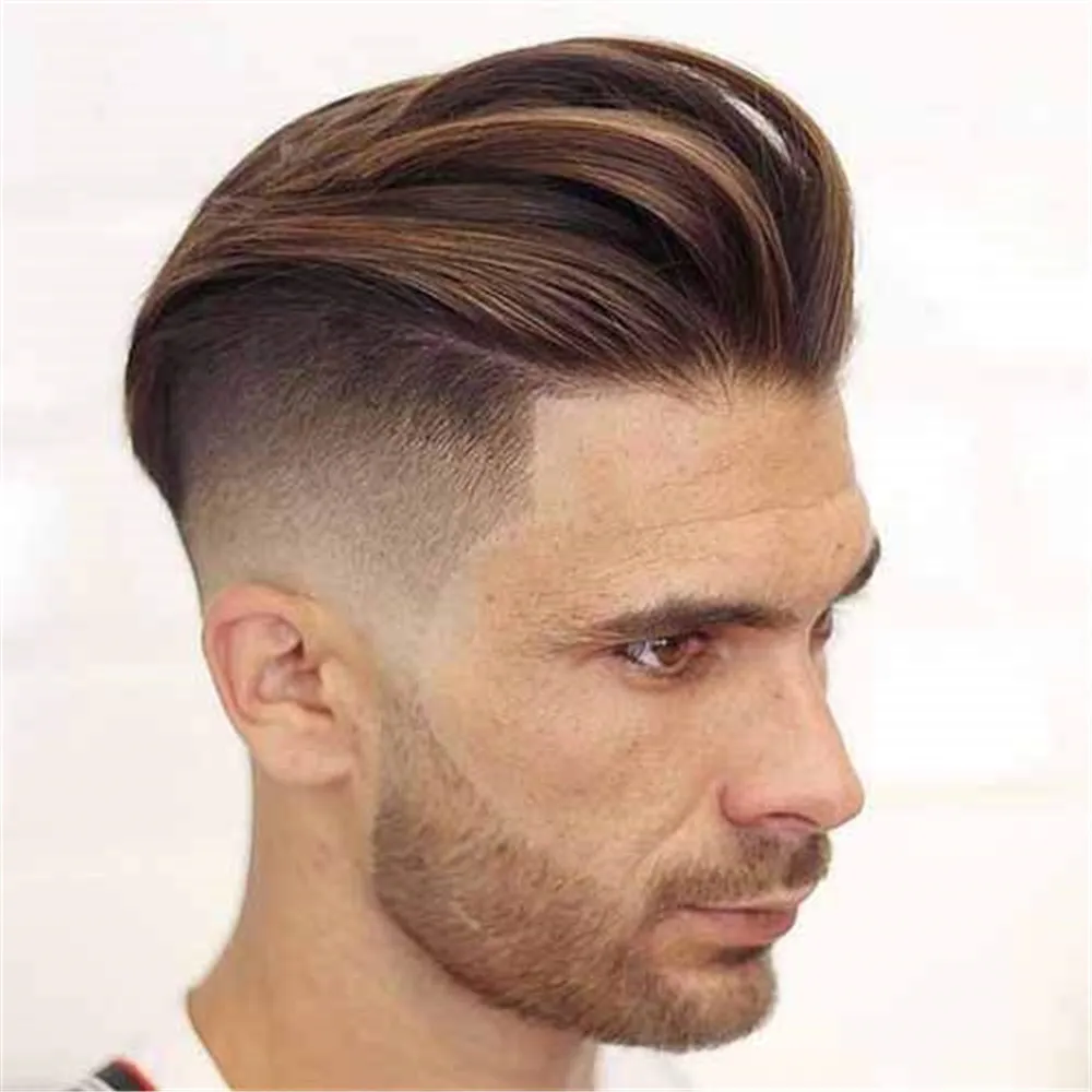Peluca de tupé para hombre, sistema de reemplazo de cabello humano virgen europeo 100, piezas de red de encaje suizo con Base de PU, tamaño 4,33x6,69 pulgadas