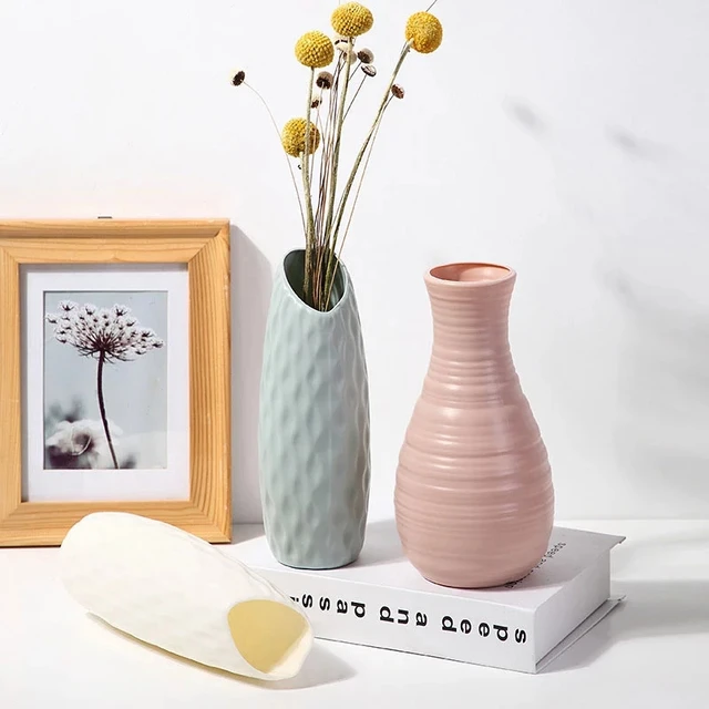 Plastic Vase For Home Decor Nordic Flower Pot Home Living Room Decoration Shatterproof Flower Vase Cachepot For Flowers Modern 1