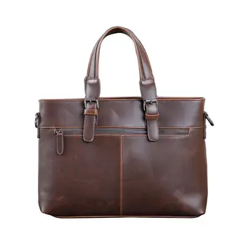 

Men's Briefcase PU Leather Shoulder Bag Front Back Pockets Business Handbag L9BE
