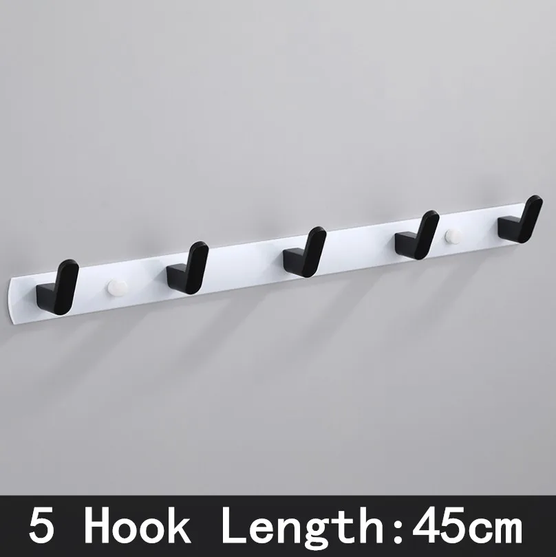 Black White- 5 Hook Черный белый крючок для халата крючки для полотенец в ванной сумка для полотенец шляпа крючок настенная одежда пальто крючок настенная вешалка Аксессуары для ванной комнаты - Цвет: Black White- 5 Hook