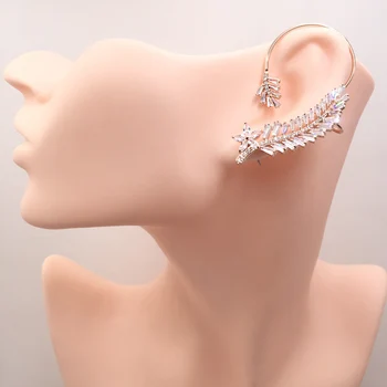 

Vanifin Fashion Jewelry Gorgeous Feather Unilateral Left Ear Bones Clip Zircon Inlay Wedding Banquet Party Popular Best Gift