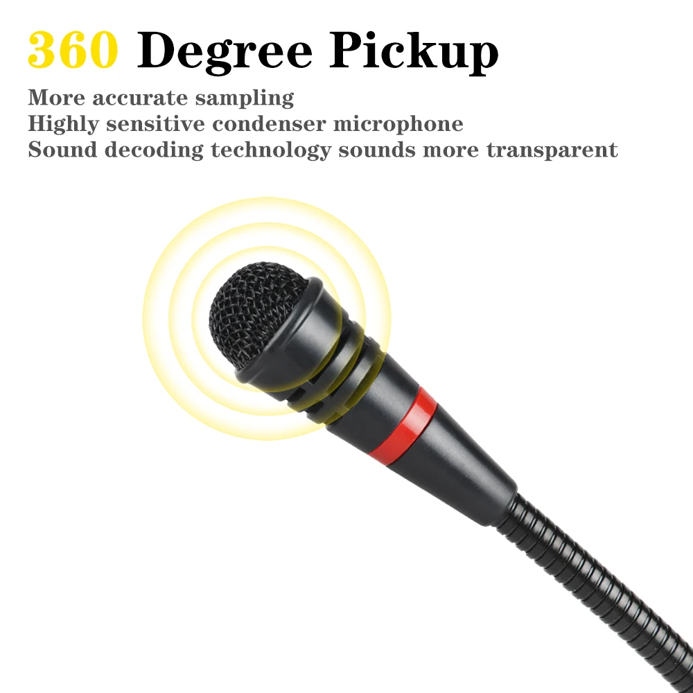 ES357 профессиональный настольный конденсаторный микрофон с реверберации и регулировкой громкости, для компьютера, записи, игр