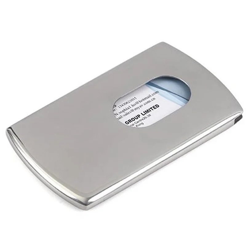 Business Card Holder Vogue Thumb Slide Out Stainless Steel Pocket ID Credit Bag Metal Credit Card Case High Quality 10*6cm