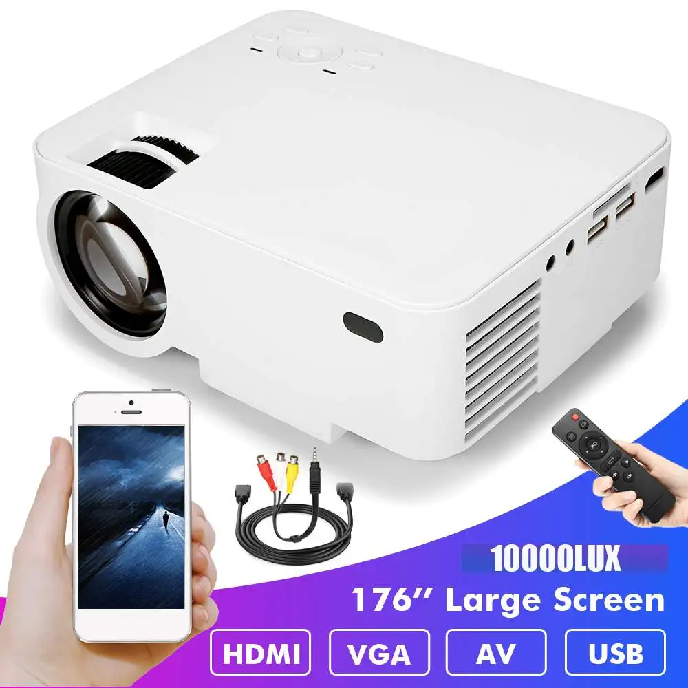 

10000LM WIFI Projector 1080P Portable LCD Wireless Mini Video Projector for Home Cinema For iPhone/Android Phone wirh Remort